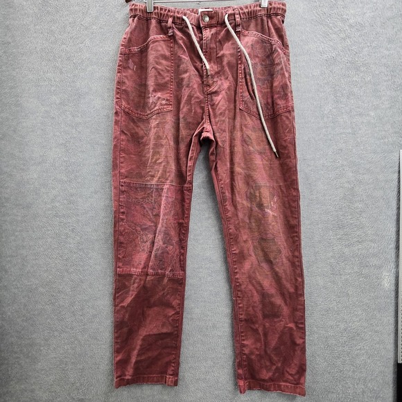 Pilcro Pants - Pilcro Anthropologie Women Pants M Red Floral Trailblazer Jogger Distressed 27"